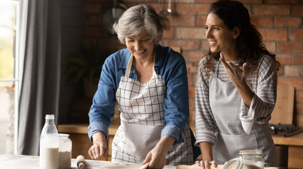 baking together with senior loved one